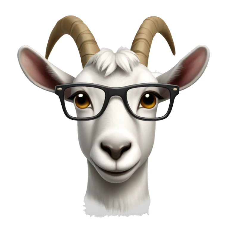 a goat wearing eyeglasses, the glasses have very thin frames. sticker