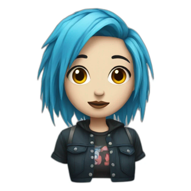 Emo girl with choppy blue hair piercings sticker