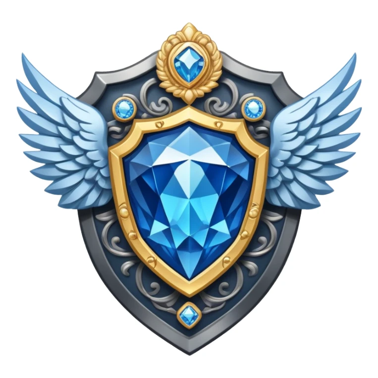 Shield with wings and a big blue diamond in the center and VIP label sticker