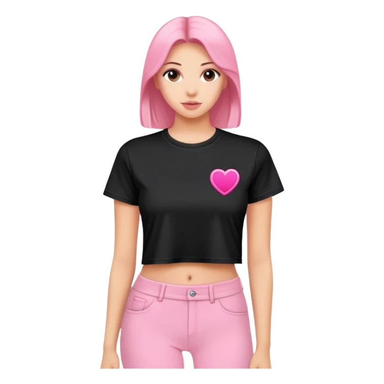 super realistic black crop t shirt with pink logo sticker