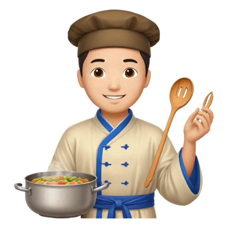 create emoji of a chinese man from 2000BC China cooking sticker