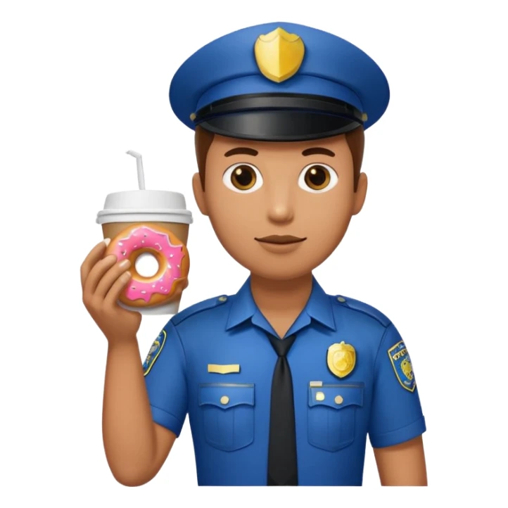 police holding donut and coffee sticker