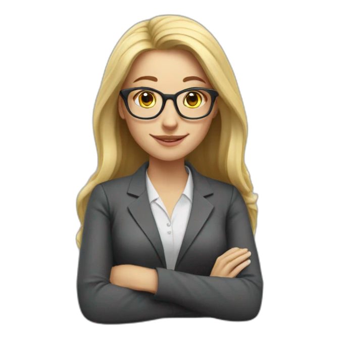 Woman teacher blonde long hair glasses book sticker