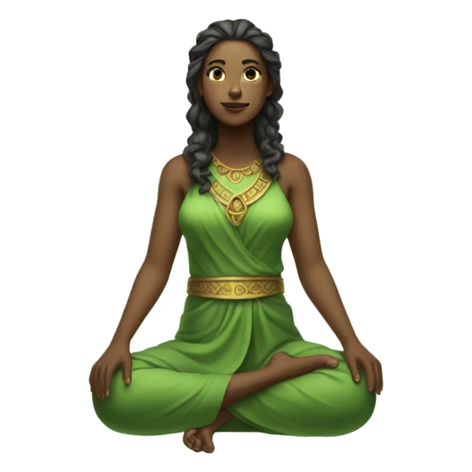 seated female god wearing green clothes  sticker
