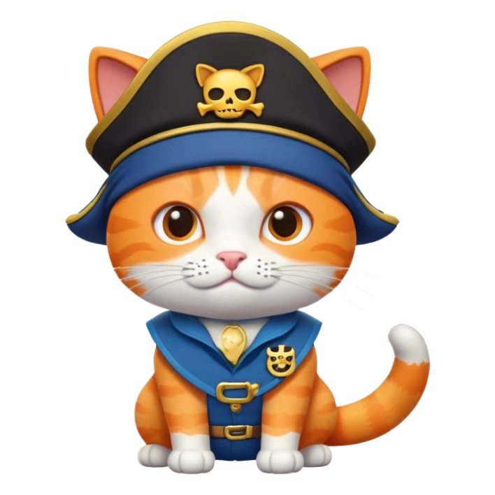 Kwazii Octonauts, orange cat pirate with eye patch and blue uniform sticker