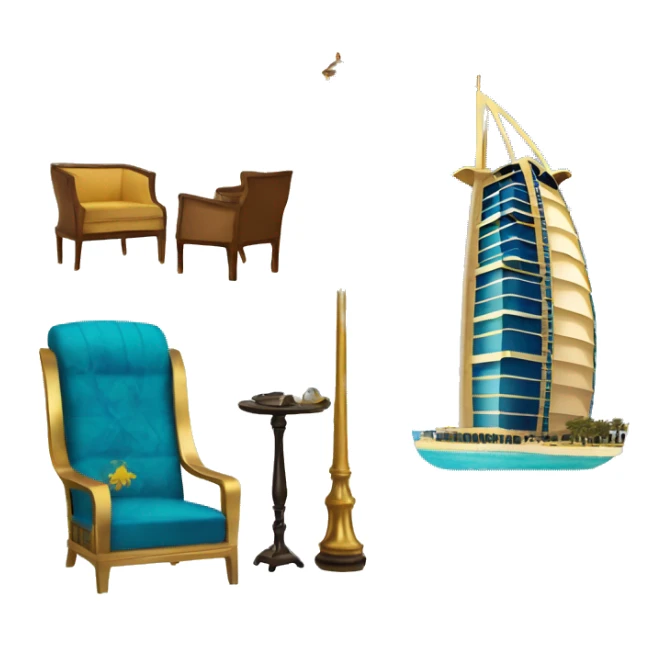 Burj-Al-Arab and furniture near it sticker