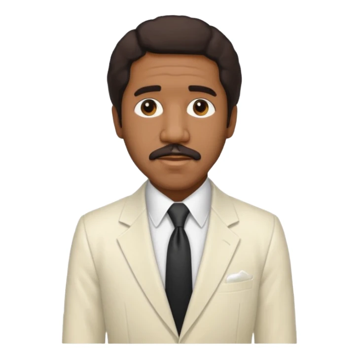Richard Pryor with dark brown hair, ivory suit sticker