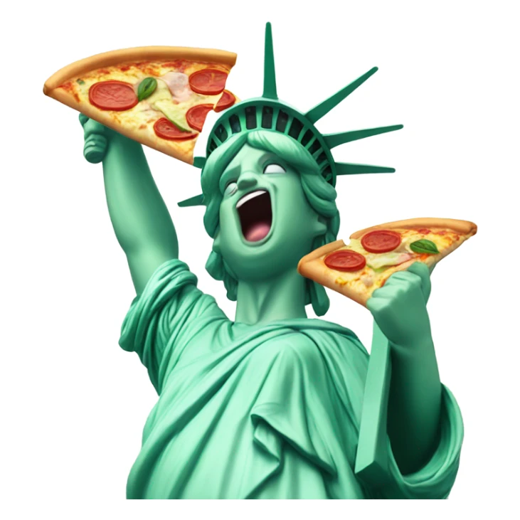 Statue of Liberty eating a slice of pizza sticker