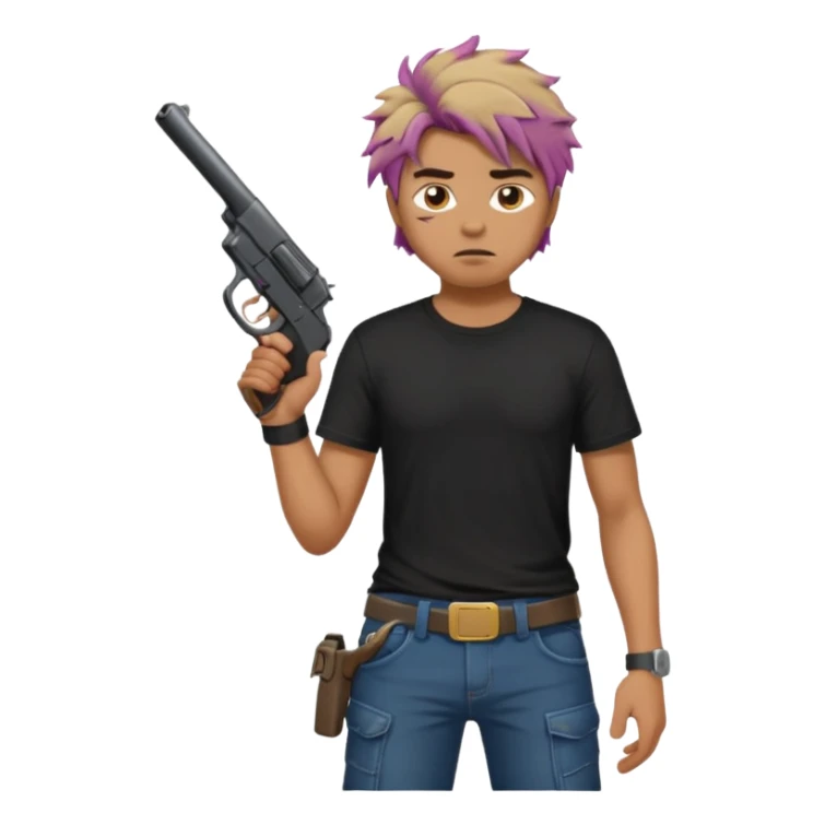 Guy holding a gun sagging his pants like a gangster sticker