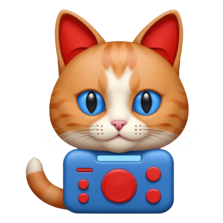 Cat with no ears head blue body blue with gadget red tail creator in fujiko pro sticker