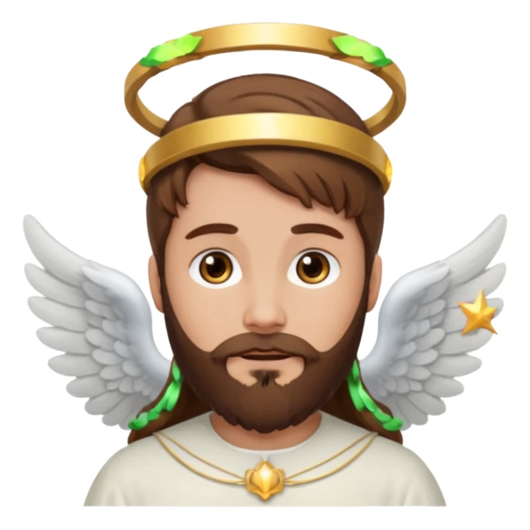 angel with brown hair and brown beard sticker