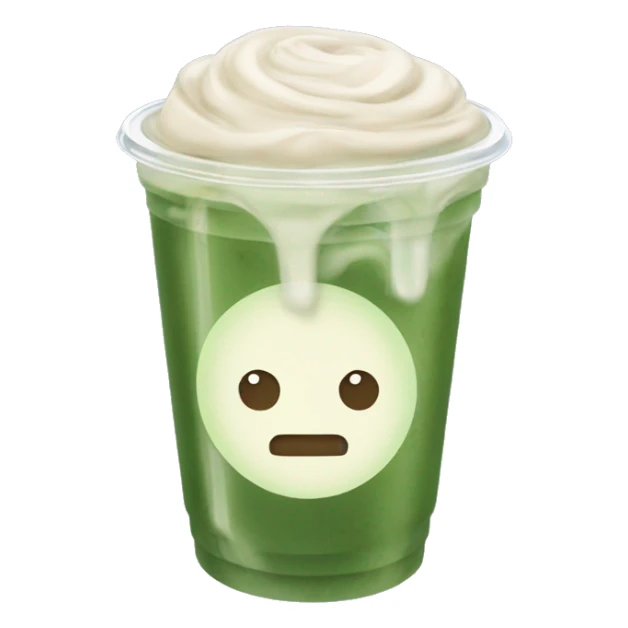 plain iced matcha latte in clear takeaway cup with no whipped cream on top sticker