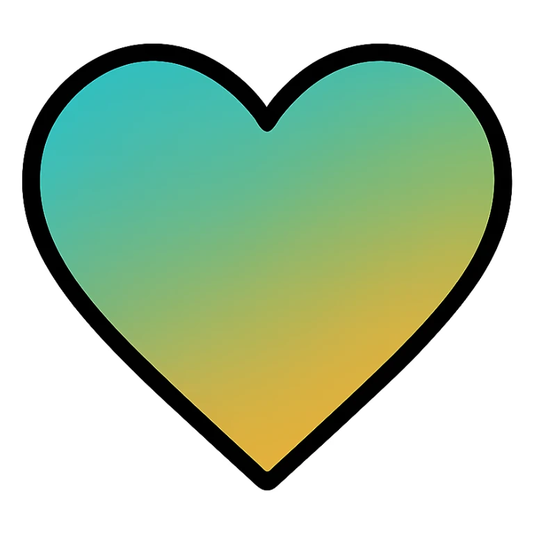 gradient heart icon with clean lines, modern icon style, teal and gold gradient, no text sticker