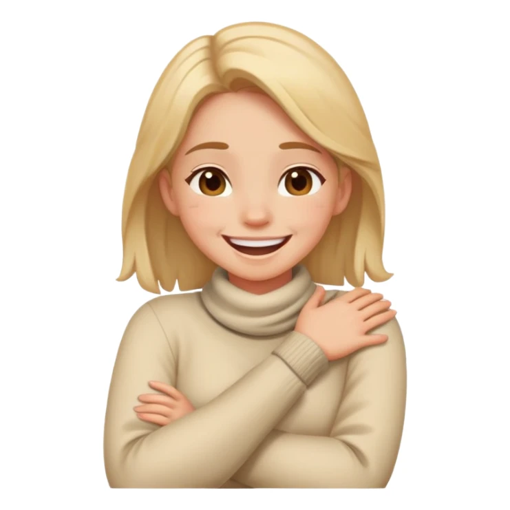 girl crossing arms around neck laughing  sticker