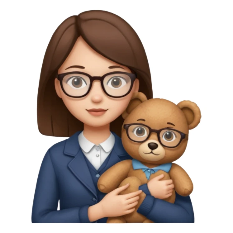  girl with single teddy bear she is wearing glasses bear without glasses  sticker