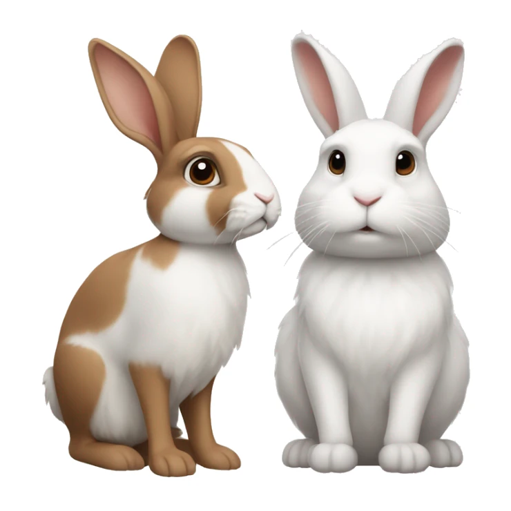 A white floppy eared rabbit sitting next to a brown and white floppy eared rabbit sticker