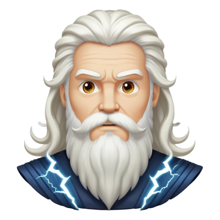 God, Zeus-like figure with long white hair, thunder, beard and white mustache sticker