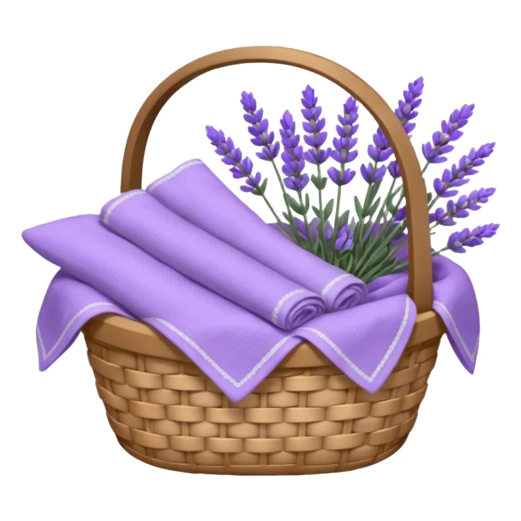 Basket of linens and lavender sticker