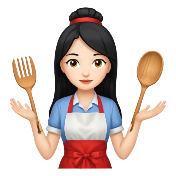 long black hair woman with apron sticker