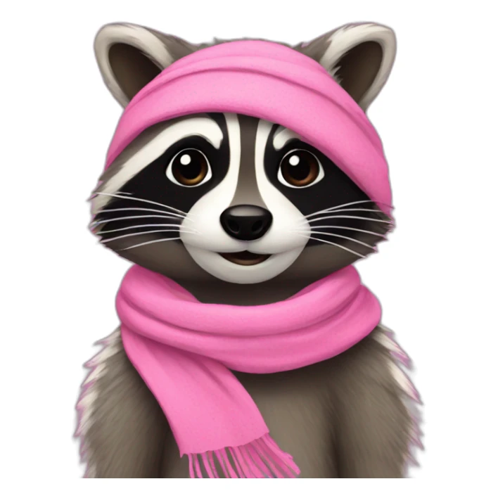  raccoon with a pink scarf sticker