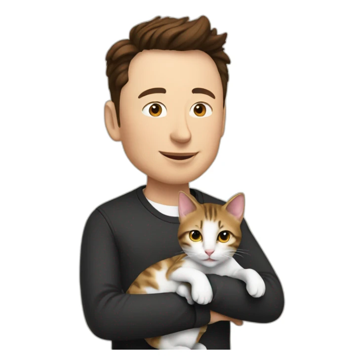 elon musk engaged with a cat in private sticker