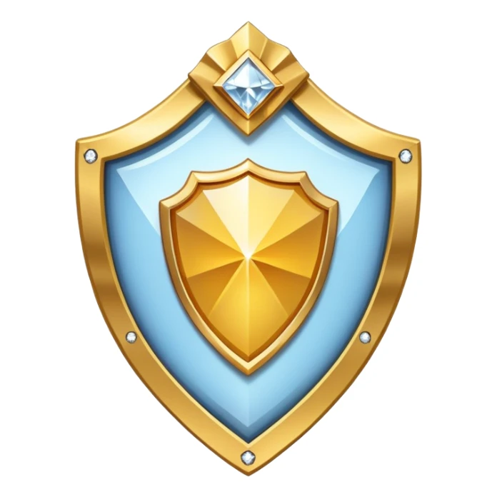 VIP badge shaped like a shield with a big diamond in the center sticker