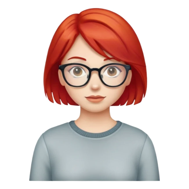 girl with bright red hair and glasses sticker