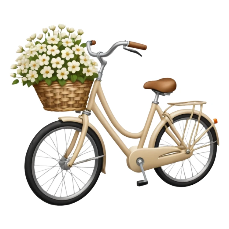 realistic light beige bicycle with basket of white  sticker