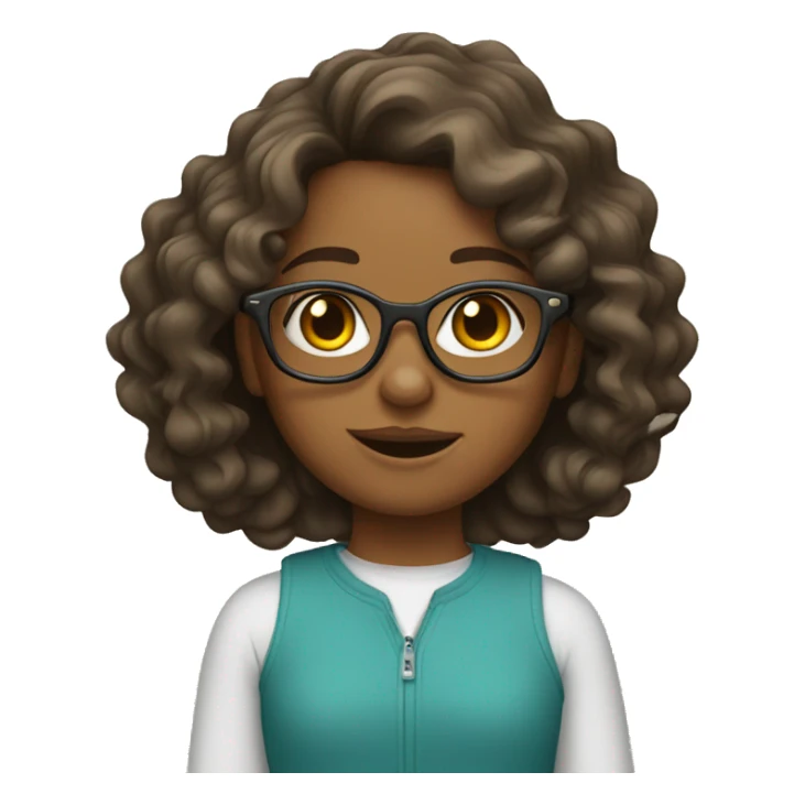 girl with wavy hair and glasses  sticker