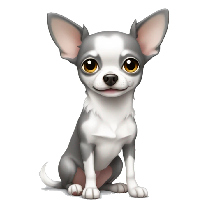 Grey and white chihuahua sitting full body  sticker