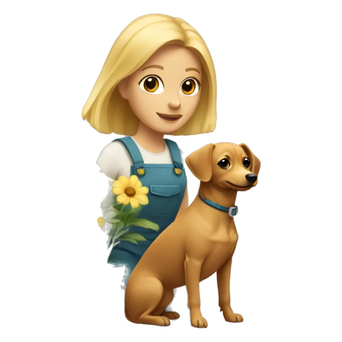 Blonde woman and chiweenie planting flowers sticker