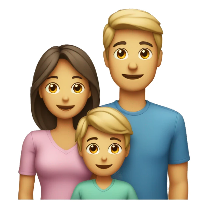 family 2 kids, mom and dad and 1 boy 1 boy sticker