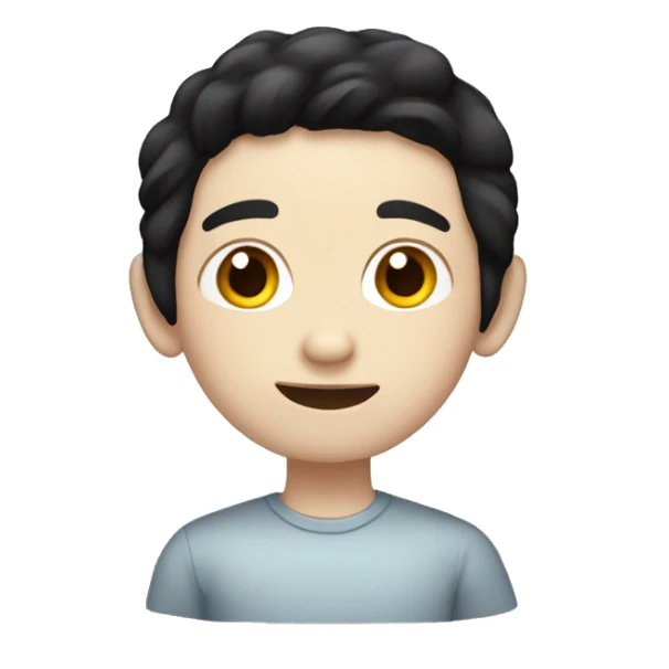 an emoji of a pale skinned boy with black hair and open ears sticker