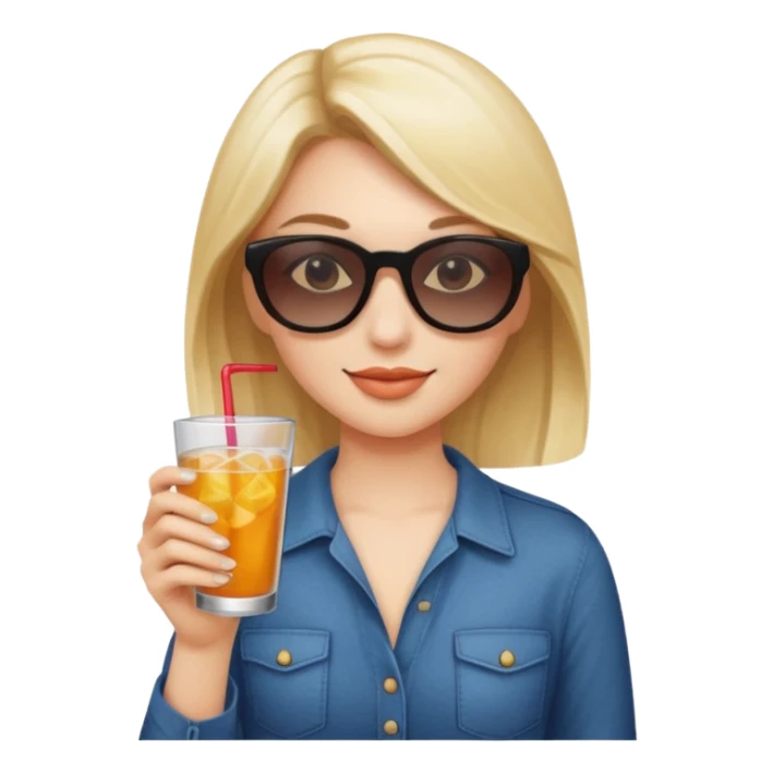 girl with sunglasses on and holding a drink sticker