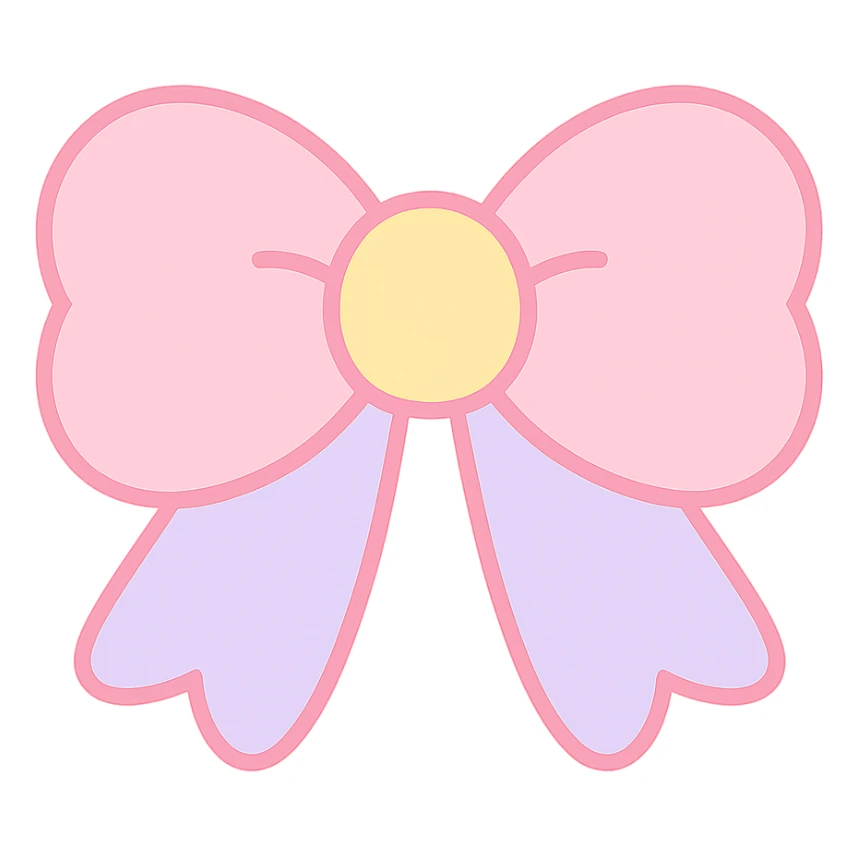 fluffy bow, soft and plush, cute and rounded, pastel colors sticker