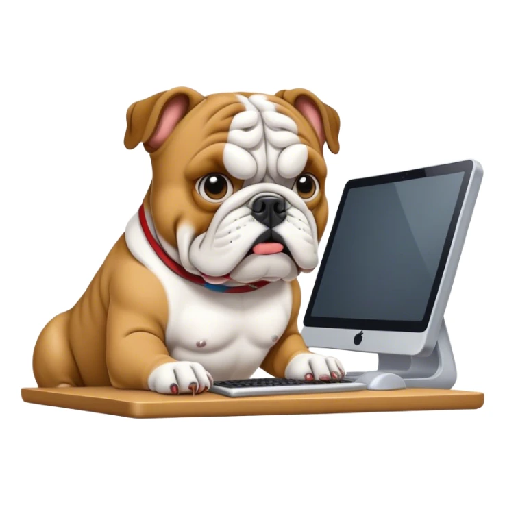 Bulldog on a computer  sticker