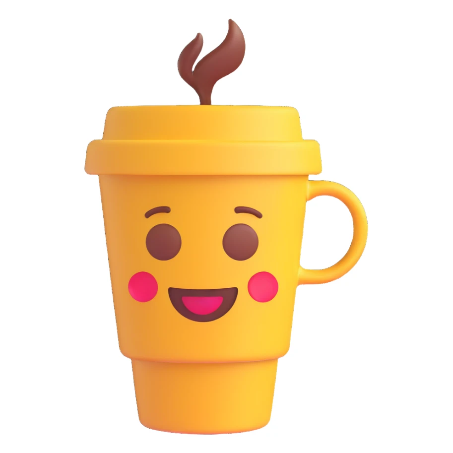 A 3D emoji of a coffee cup. sticker