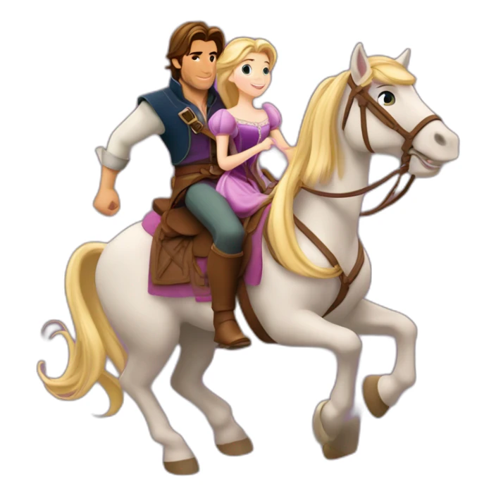 Rapunzel and Flynn Rider, riding on a horse sticker