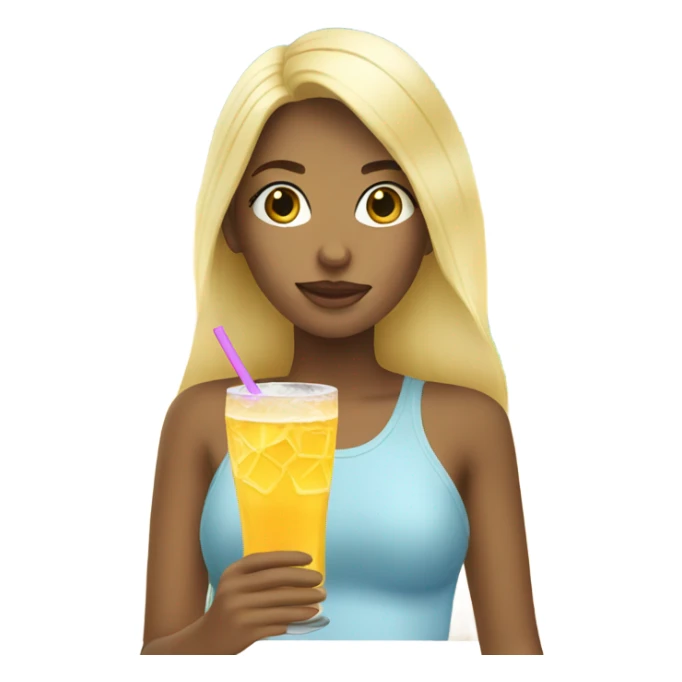 Blonde girl with a drink on the beach sticker