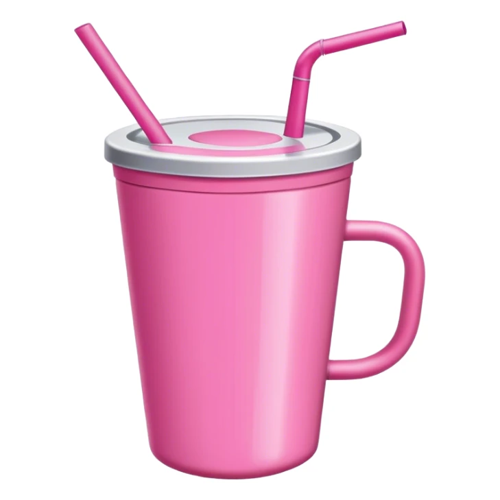 Pink tumbler with handle and straw sticker