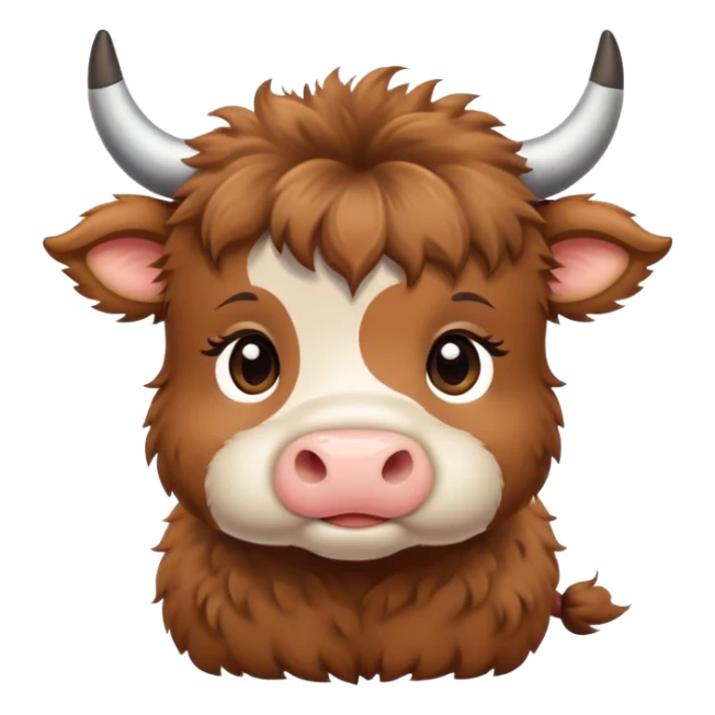 brown fluffy baby scottish cow with a small bow on head sticker