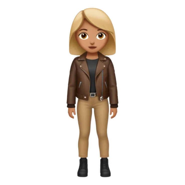 Girl in leather jocket, full body, different color sticker