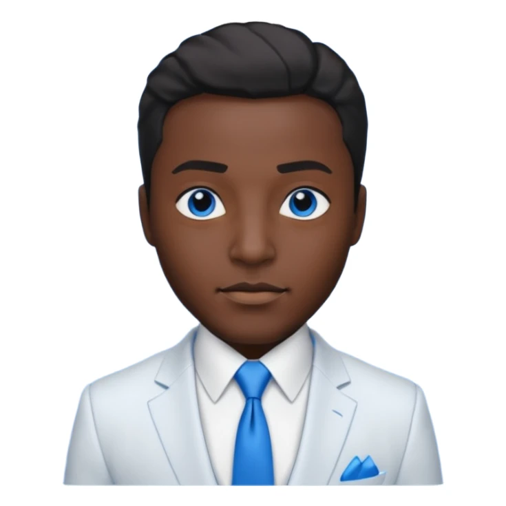 businessman, black skin, black eyes, white suit, blue tie sticker