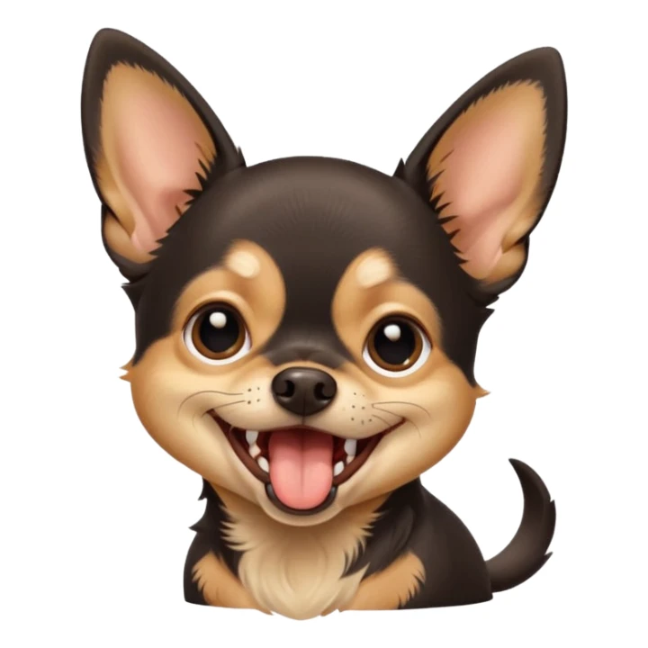 A high-resolution digital illustration of a cute black and tan chihuahua yawning. portrait in a clean, semi-realistic style sticker
