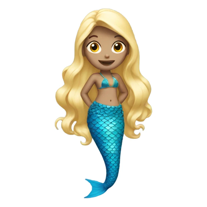 blonde mermaid with blue tail sticker