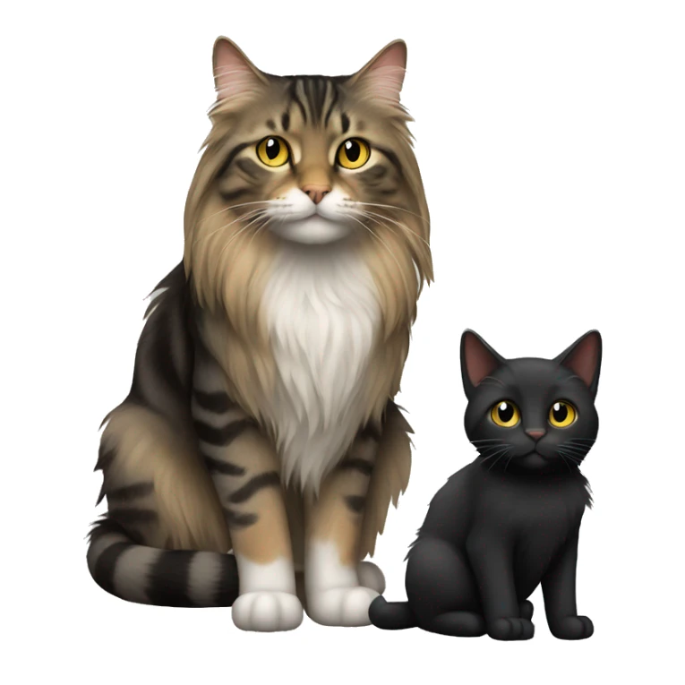 a long haired tabby full body and black cat sticker
