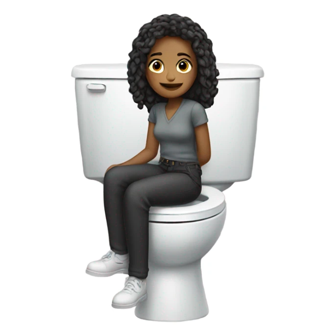 Erin sitting on the toilet with clothes on sticker
