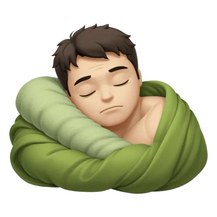 Incredible Hulk eyes closed sleeping lying down curled up in a beige blanket up to his neck sticker