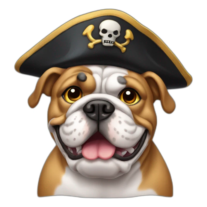 Bulldog wearing a pirate hat sticker