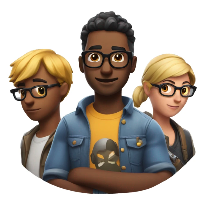 thoughtful man with glasses playing Fortnite with his best friends sticker